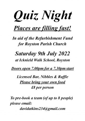 Quiz Night in Aid of Refurbishment Fund for Royston Parish Church @ Icknield Walk First School | England | United Kingdom